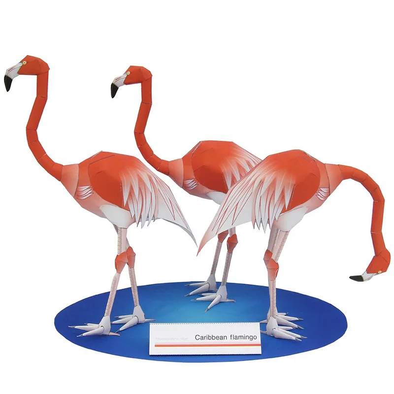 Art Craft With Cardboard - Flamenco caribeño plegable tres pájaros Origami