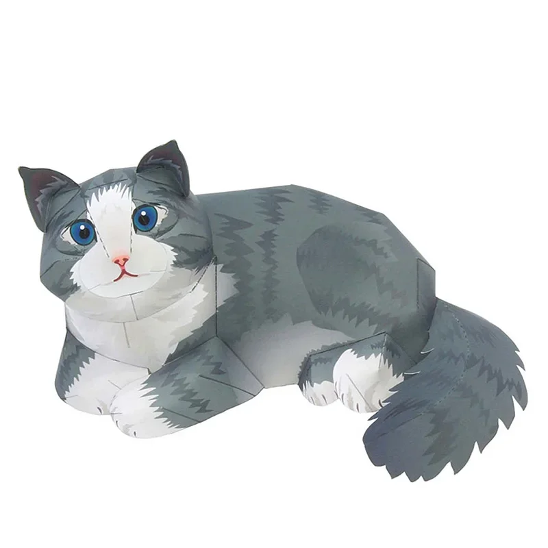 Art Craft With Cardboard - Gato del bosque noruego plegable hecho