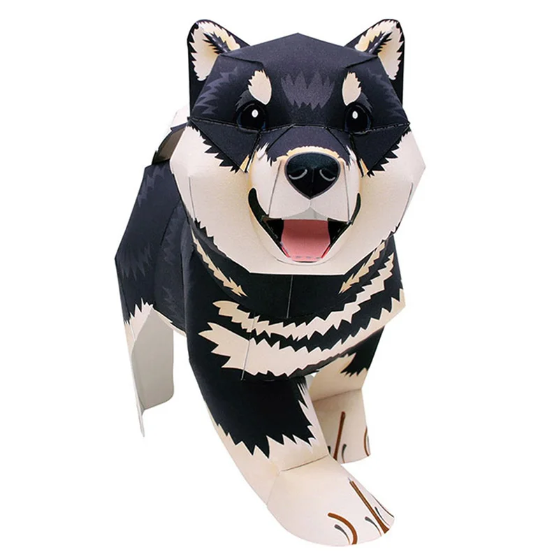Art Craft With Cardboard - Perro Shiba Inu negro hecho a